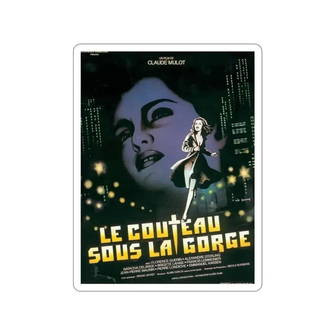 A KNIFE UNDER THE THROAT 1986 Movie Poster STICKER Vinyl Die-Cut Decal - The Sticker Space