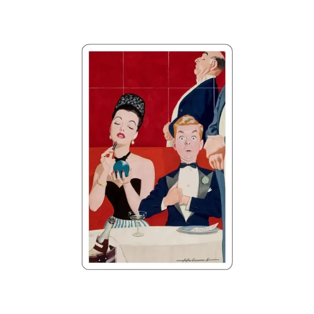 A Large Bill, magazine story illustration (Magazine Illustration) STICKER Vinyl Die-Cut Decal White Die-Cut 3 Inch - The Sticker Space