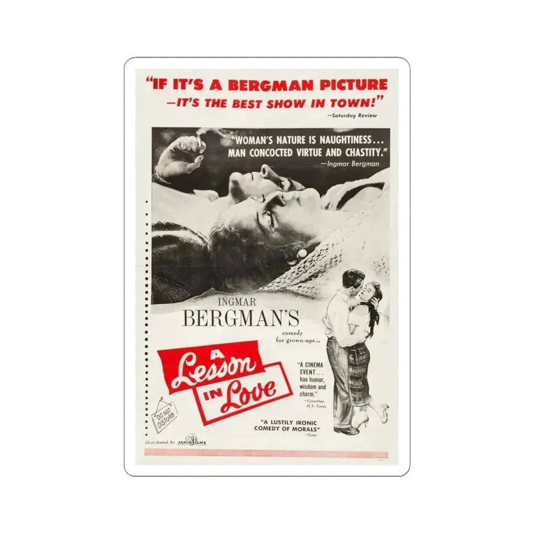 A Lesson in Love 1954 Movie Poster - STICKER Vinyl Kiss-Cut Decal 6 Inch White - The Sticker Space
