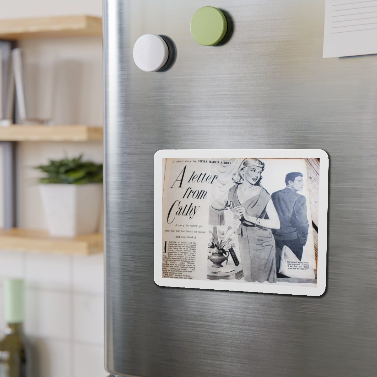 A Letter from Cathy (Magazine Illustration) Refrigerator Magnet-The Sticker Space