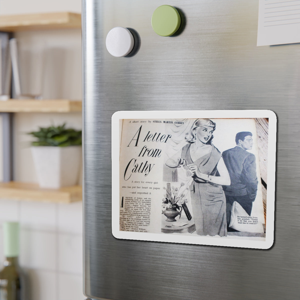 A Letter from Cathy (Magazine Illustration) Refrigerator Magnet-The Sticker Space