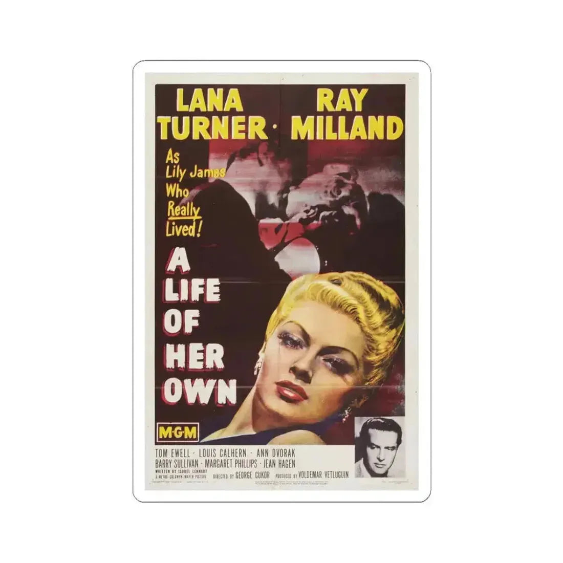A Life of Her Own 1950 Movie Poster - STICKER Vinyl Kiss-Cut Decal 3 Inch White - The Sticker Space
