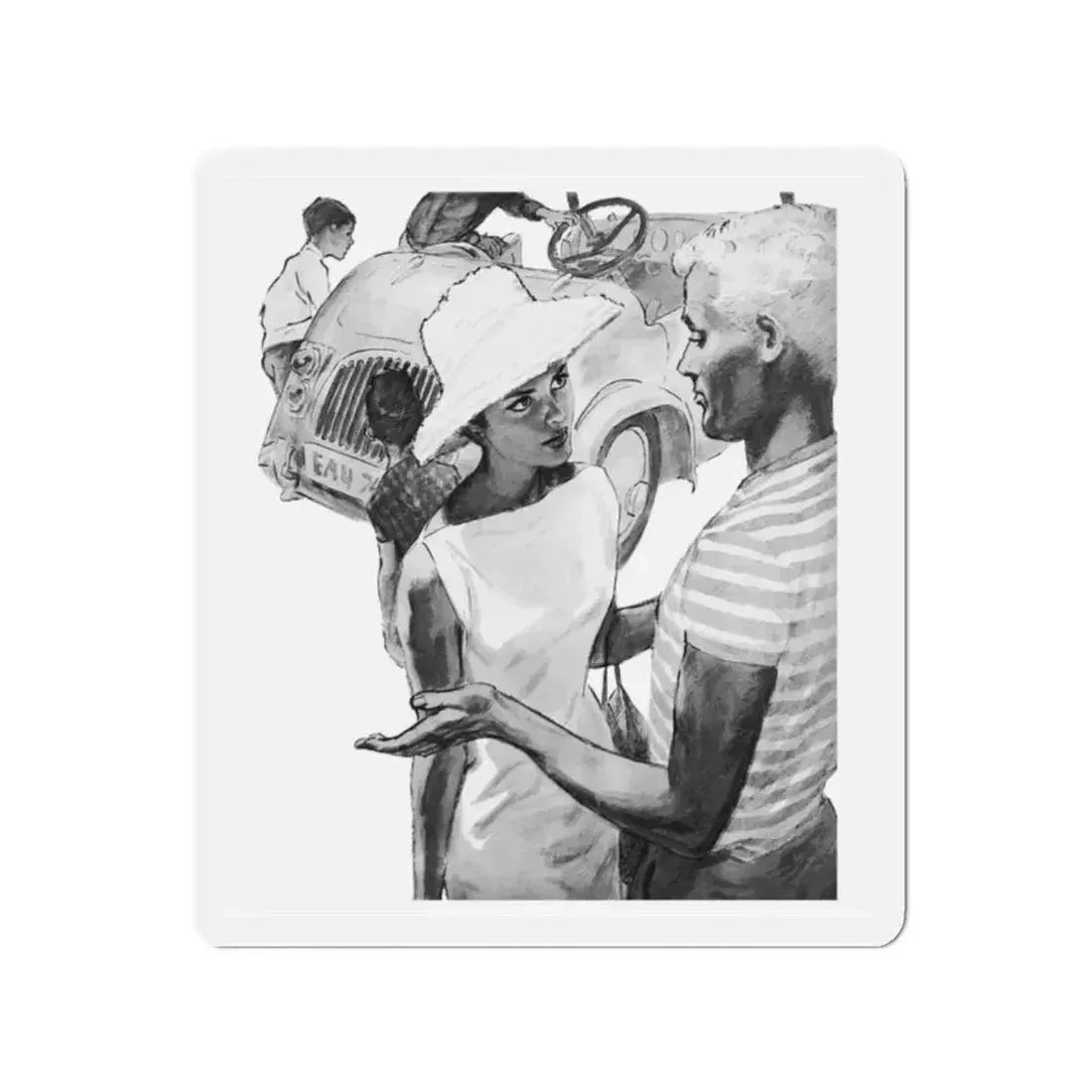 A Long Way Home, Woman And Home magazine, 1963 (Magazine Illustration) Refrigerator Magnet 2 Inch - The Sticker Space