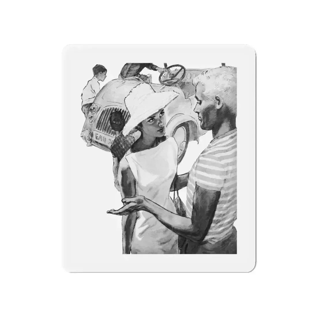 A Long Way Home, Woman And Home magazine, 1963 (Magazine Illustration) Refrigerator Magnet 4 Inch - The Sticker Space