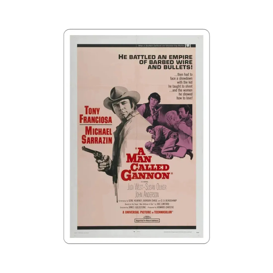 A Man Called Gannon 1968 Movie Poster STICKER Vinyl Die-Cut Decal 3 Inch - The Sticker Space