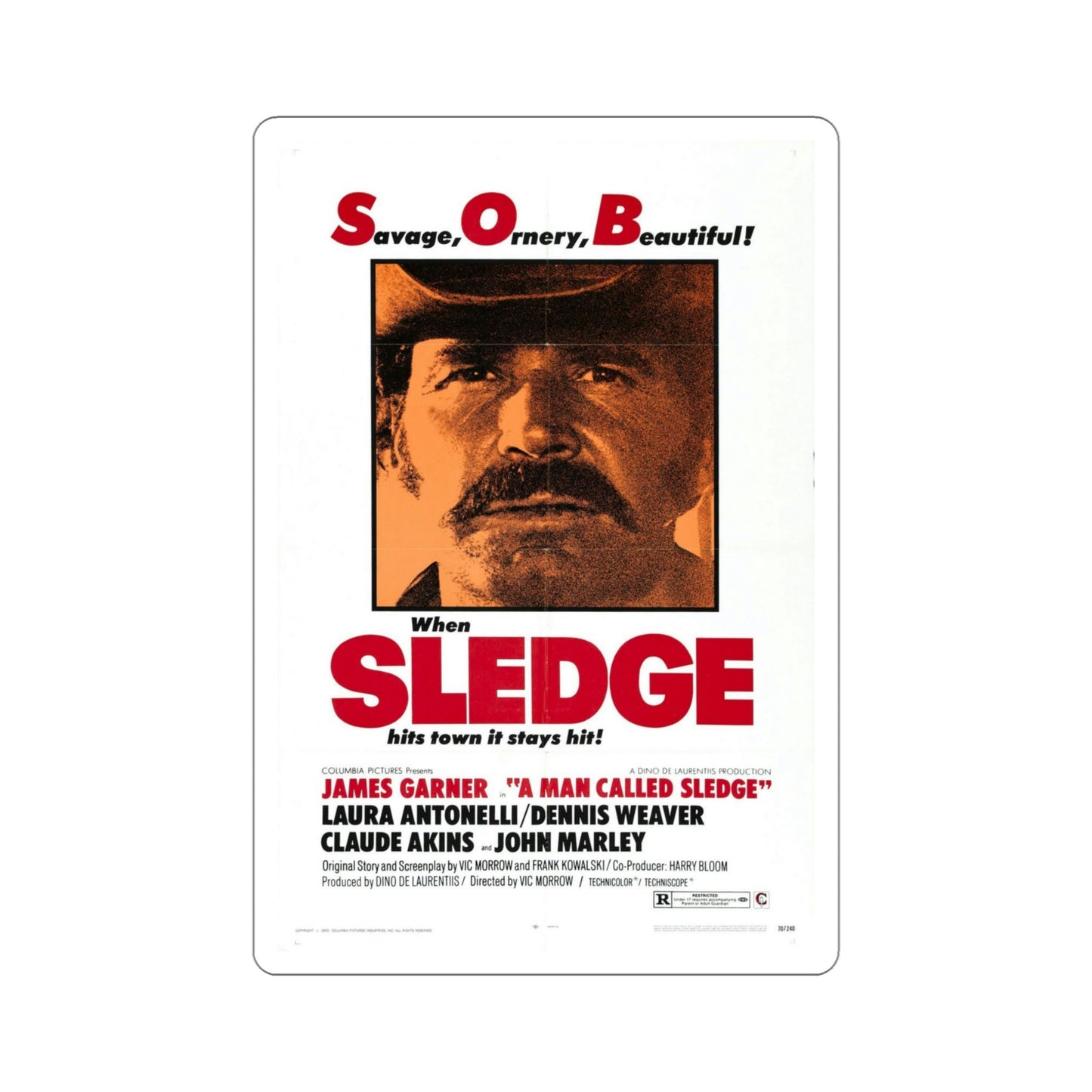 A Man Called Sledge 1970 Movie Poster STICKER Vinyl Die-Cut Decal-5 Inch-The Sticker Space