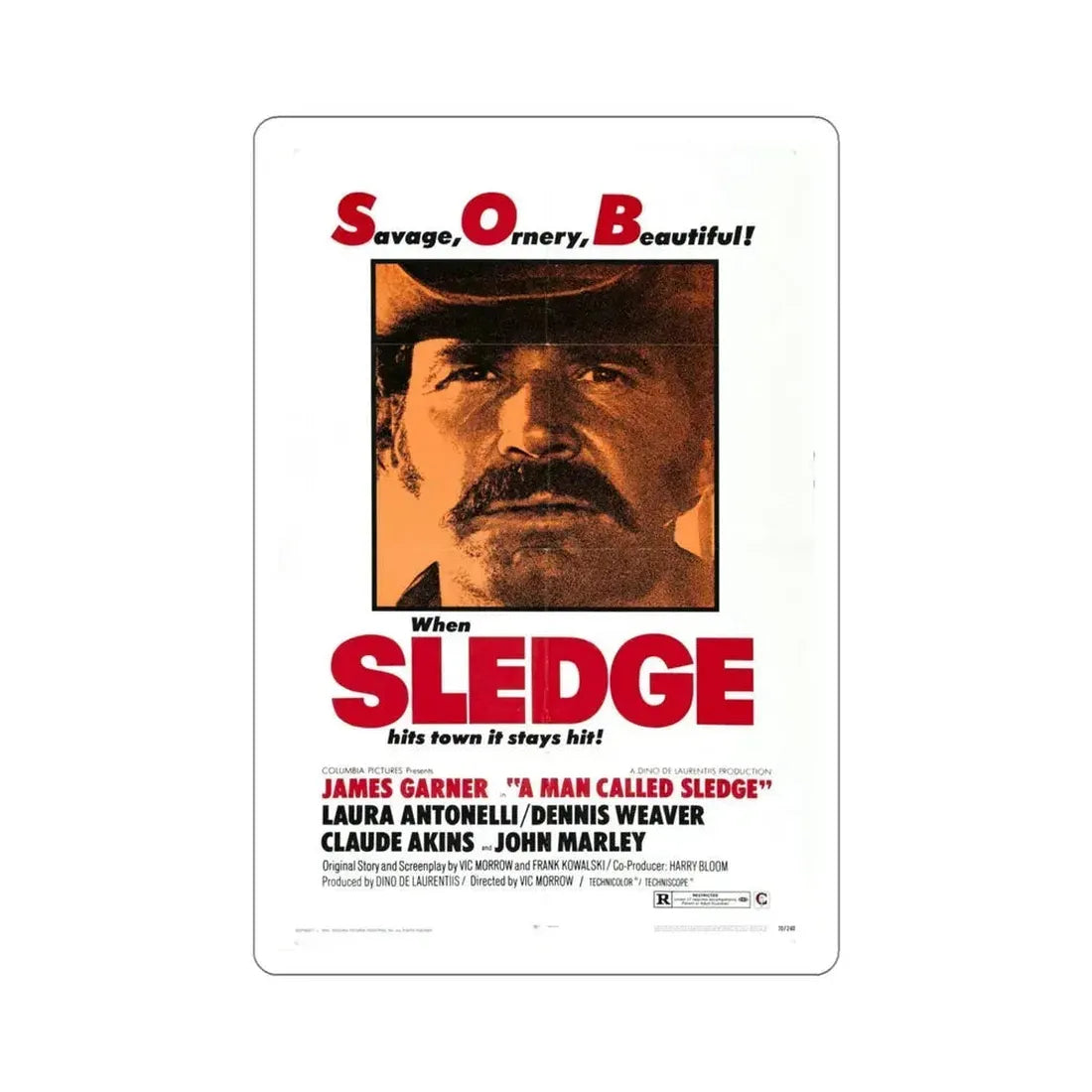 A Man Called Sledge 1970 Movie Poster STICKER Vinyl Die-Cut Decal 6 Inch - The Sticker Space