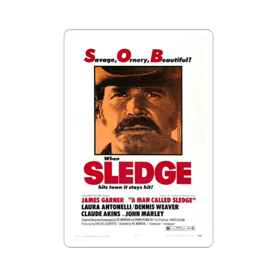 A Man Called Sledge 1970 Movie Poster STICKER Vinyl Die-Cut Decal - The Sticker Space