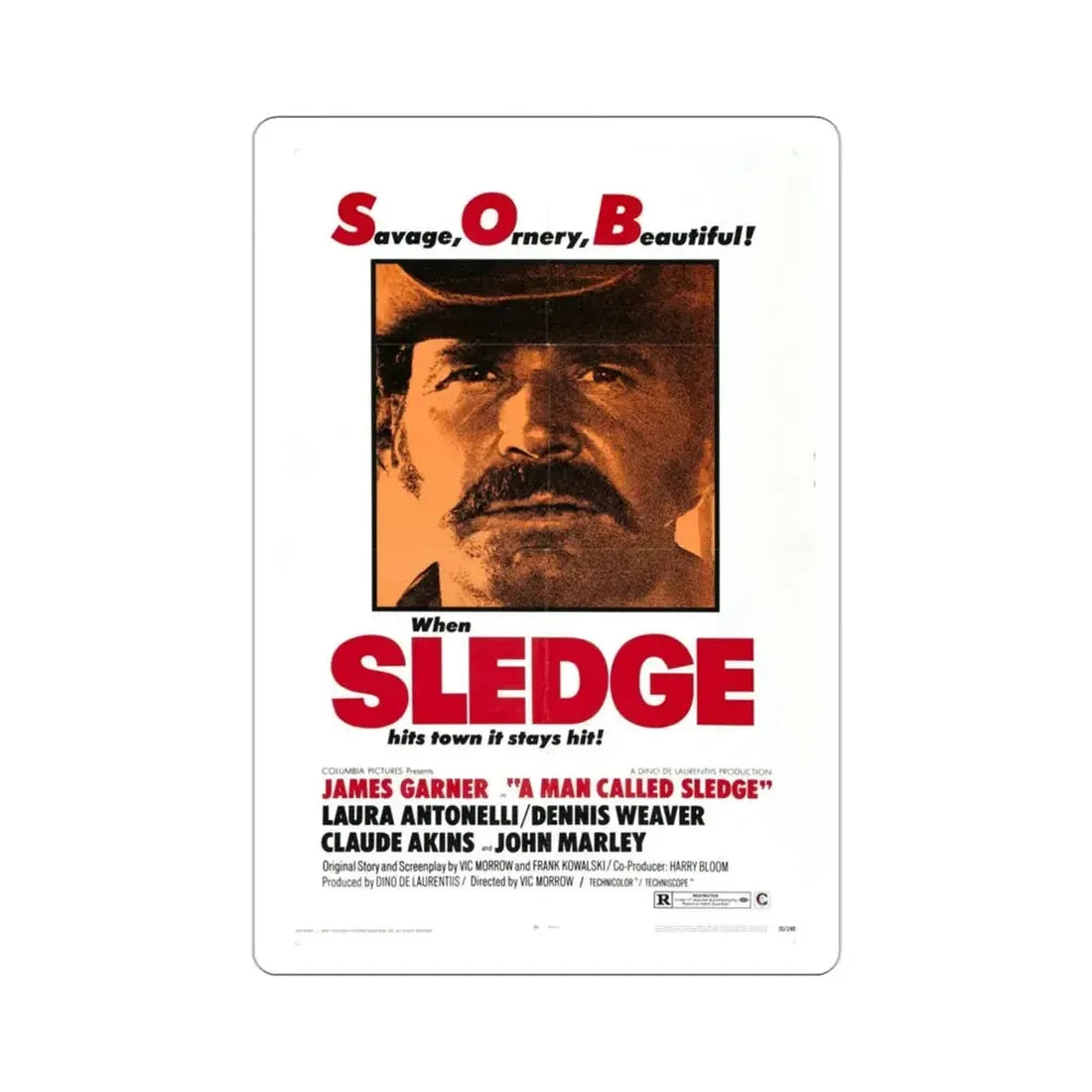 A Man Called Sledge 1970 Movie Poster STICKER Vinyl Die-Cut Decal - The Sticker Space
