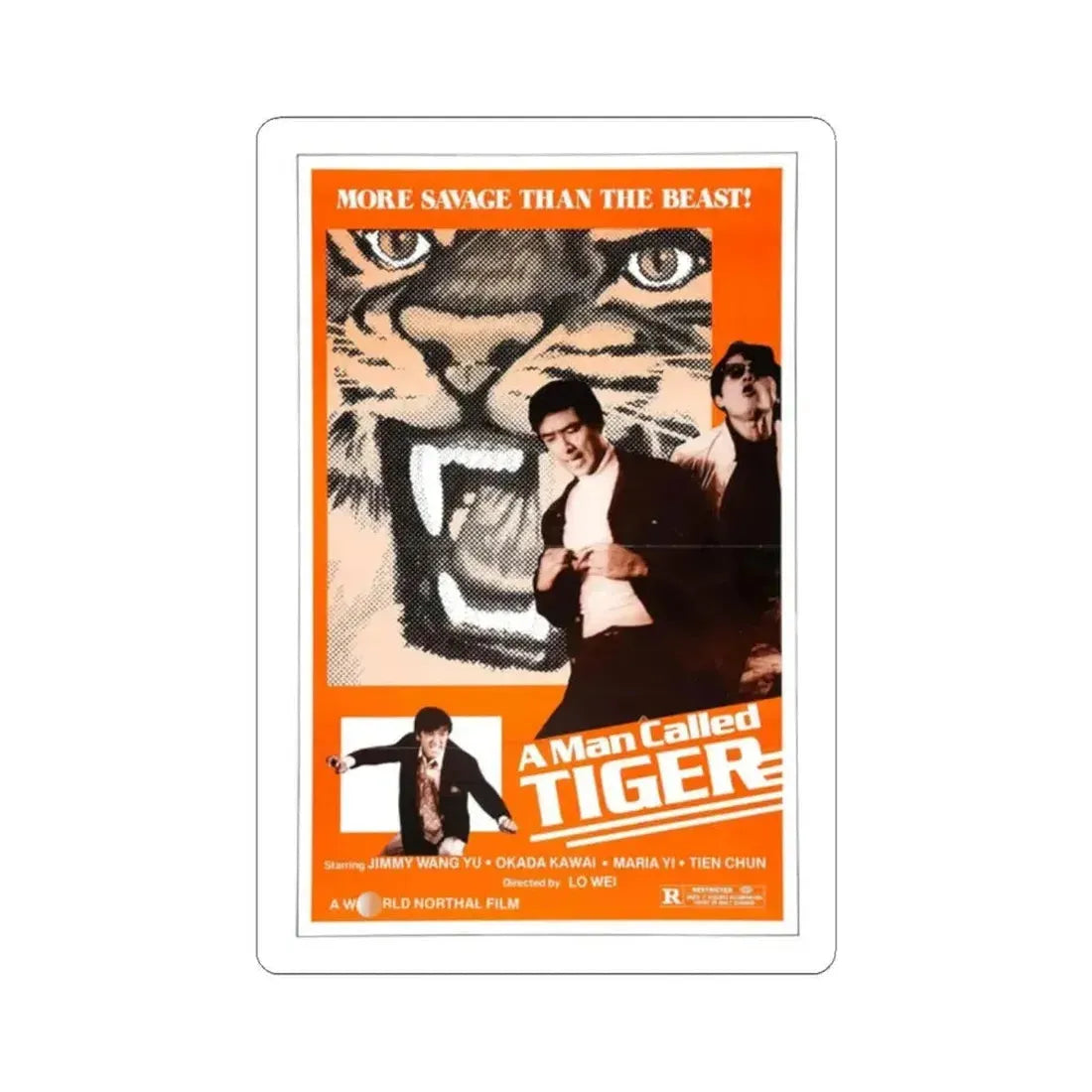 A MAN CALLED TIGER 1973 Movie Poster - STICKER Vinyl Kiss-Cut Decal 2 Inch White - The Sticker Space