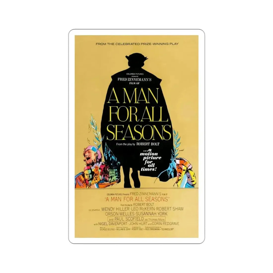 A Man for All Seasons 1966 Movie Poster STICKER Vinyl Die-Cut Decal - The Sticker Space