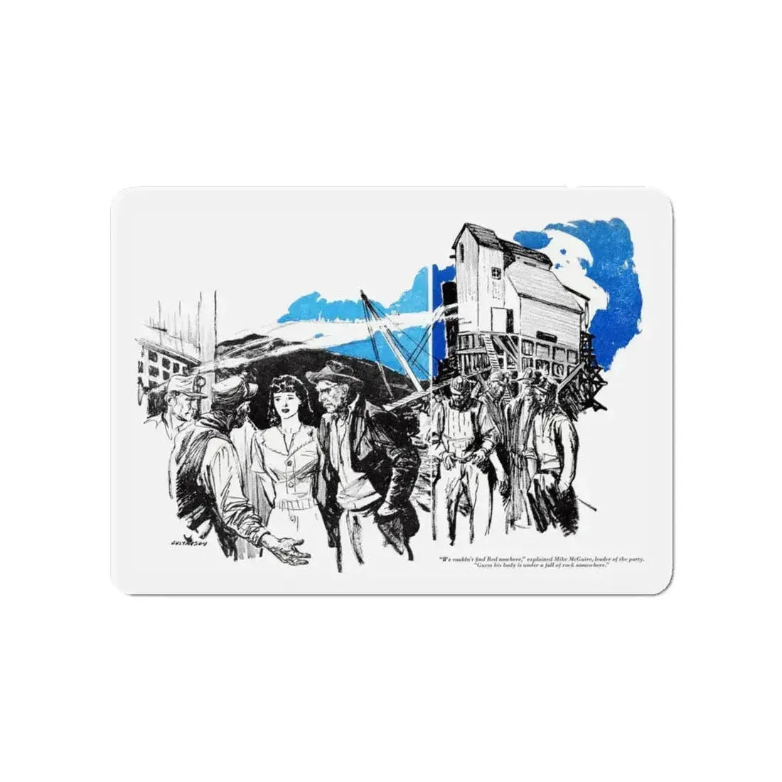 A Man with Nine Lives, Blue Book Magazine, February 1946 (Magazine Illustration) Refrigerator Magnet 4 Inch - The Sticker Space