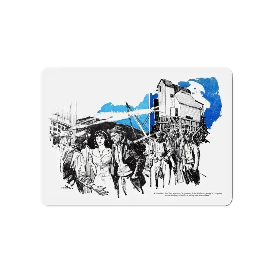 A Man with Nine Lives, Blue Book Magazine, February 1946 (Magazine Illustration) Refrigerator Magnet 5 Inch - The Sticker Space