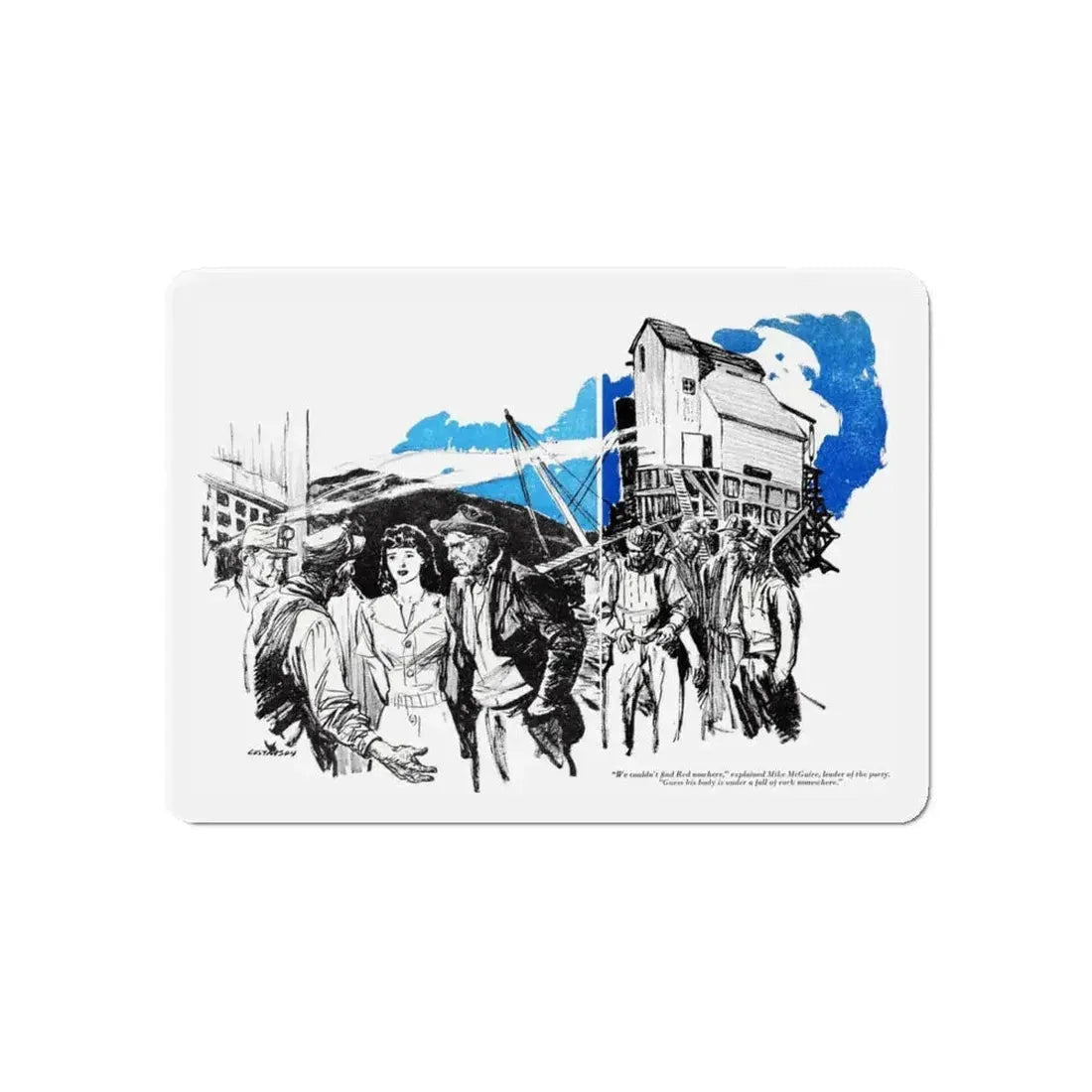 A Man with Nine Lives, Blue Book Magazine, February 1946 (Magazine Illustration) Refrigerator Magnet 6 Inch - The Sticker Space