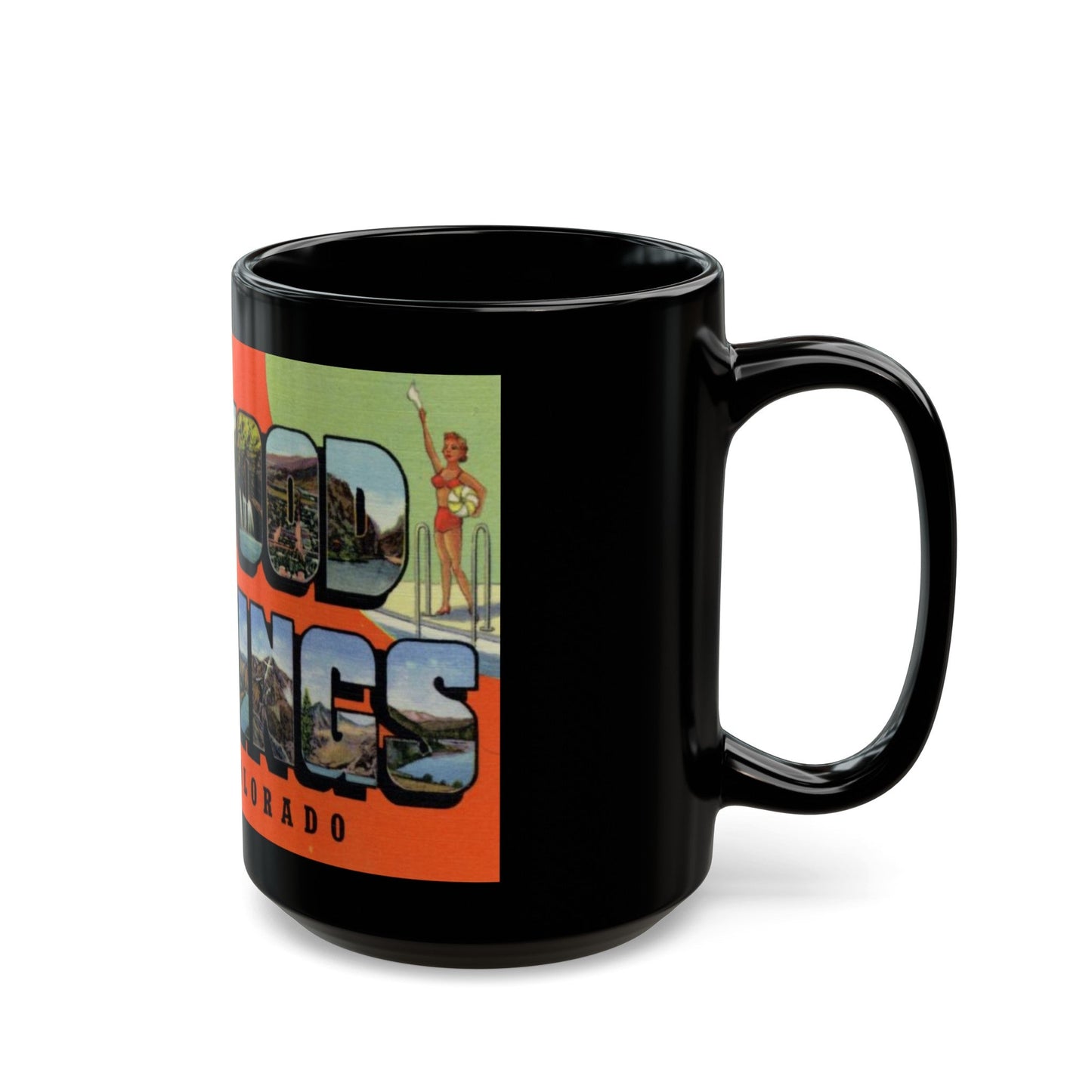 A message from Glenwood Springs Colorado (Greeting Postcards) Black Coffee Mug-The Sticker Space