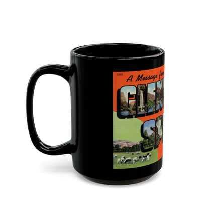 A message from Glenwood Springs Colorado (Greeting Postcards) Black Coffee Mug-The Sticker Space