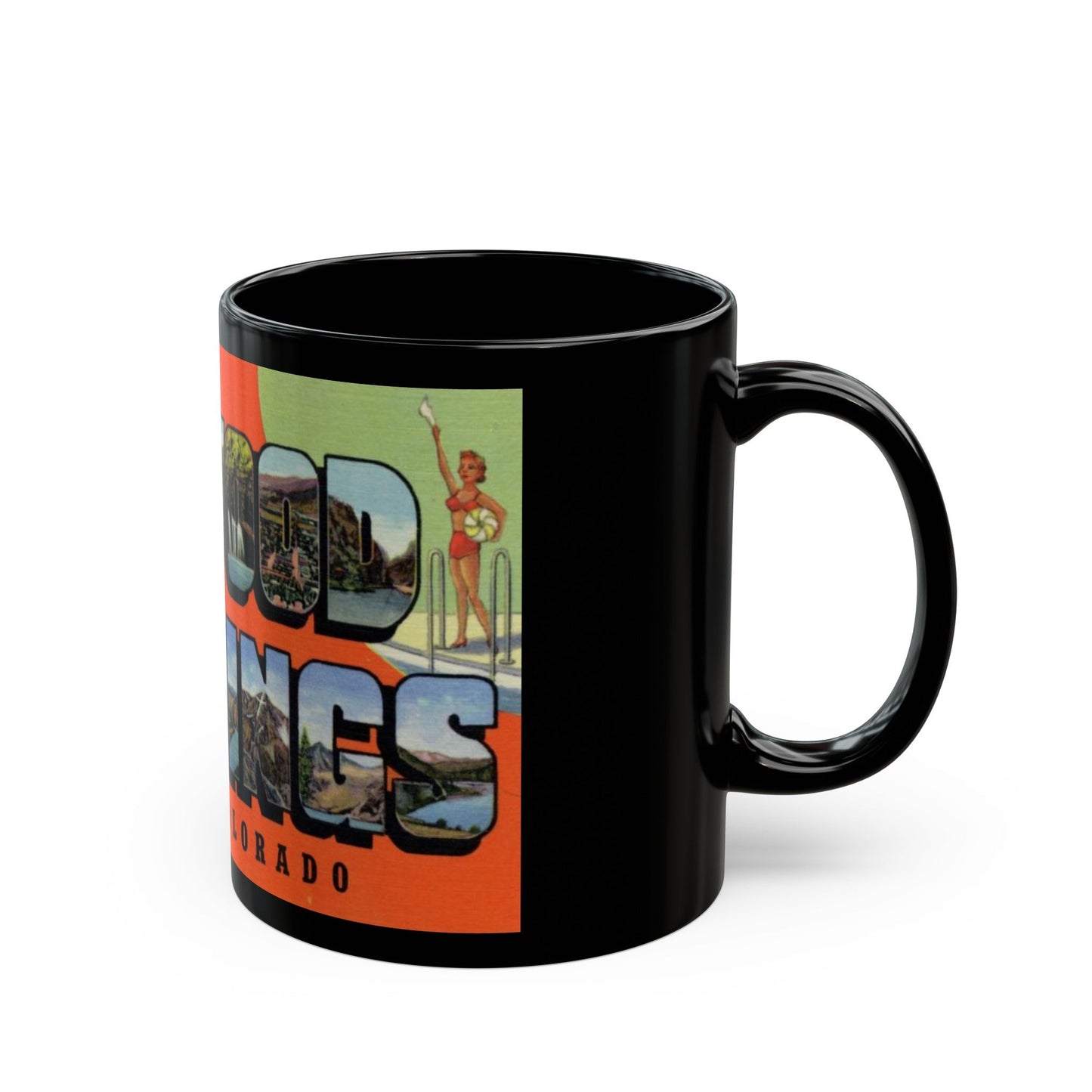 A message from Glenwood Springs Colorado (Greeting Postcards) Black Coffee Mug-The Sticker Space