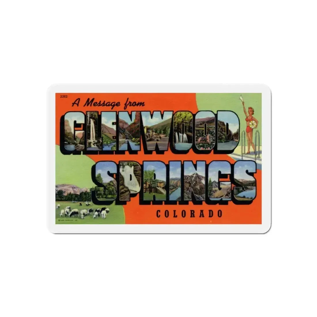 A Message From Glenwood Springs Colorado (Greeting Postcards) Refrigerator Magnet - The Sticker Space