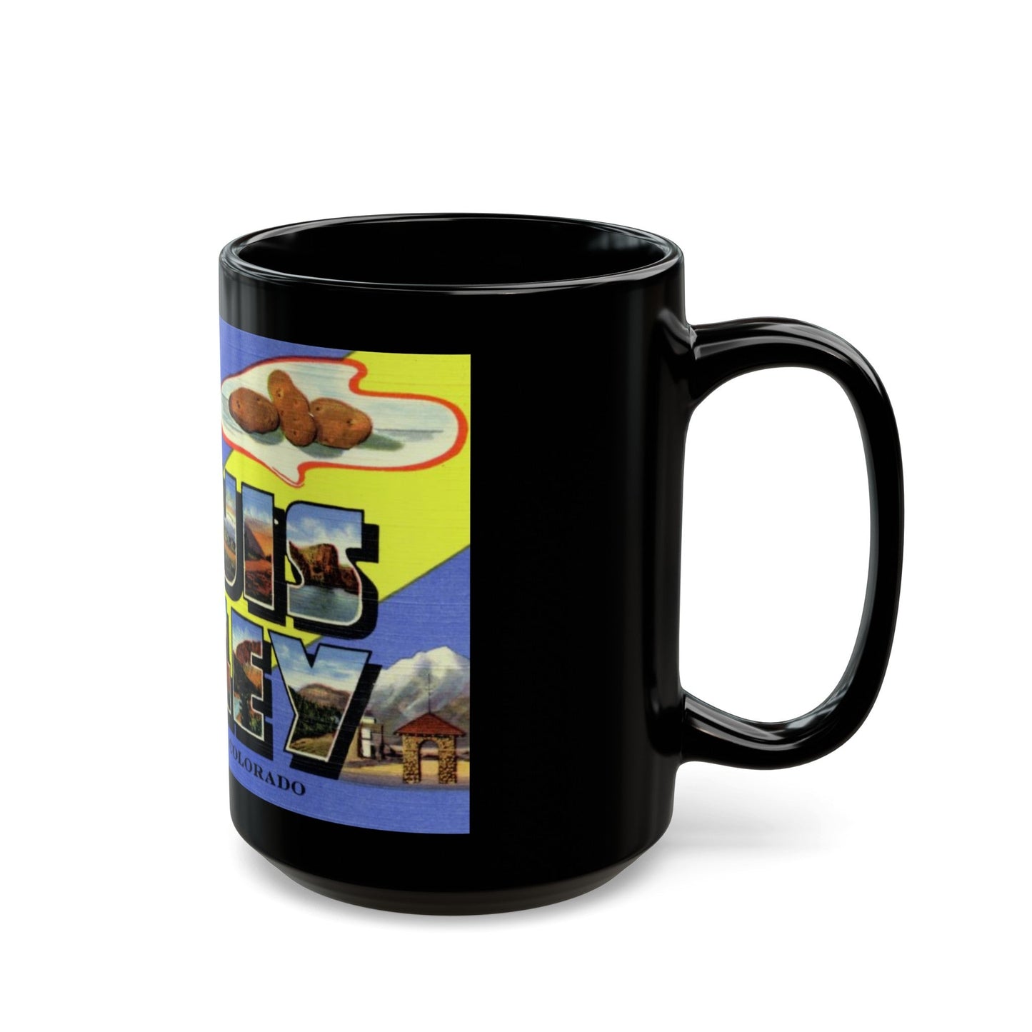 A message from San Luis Valley Colorado (Greeting Postcards) Black Coffee Mug-The Sticker Space