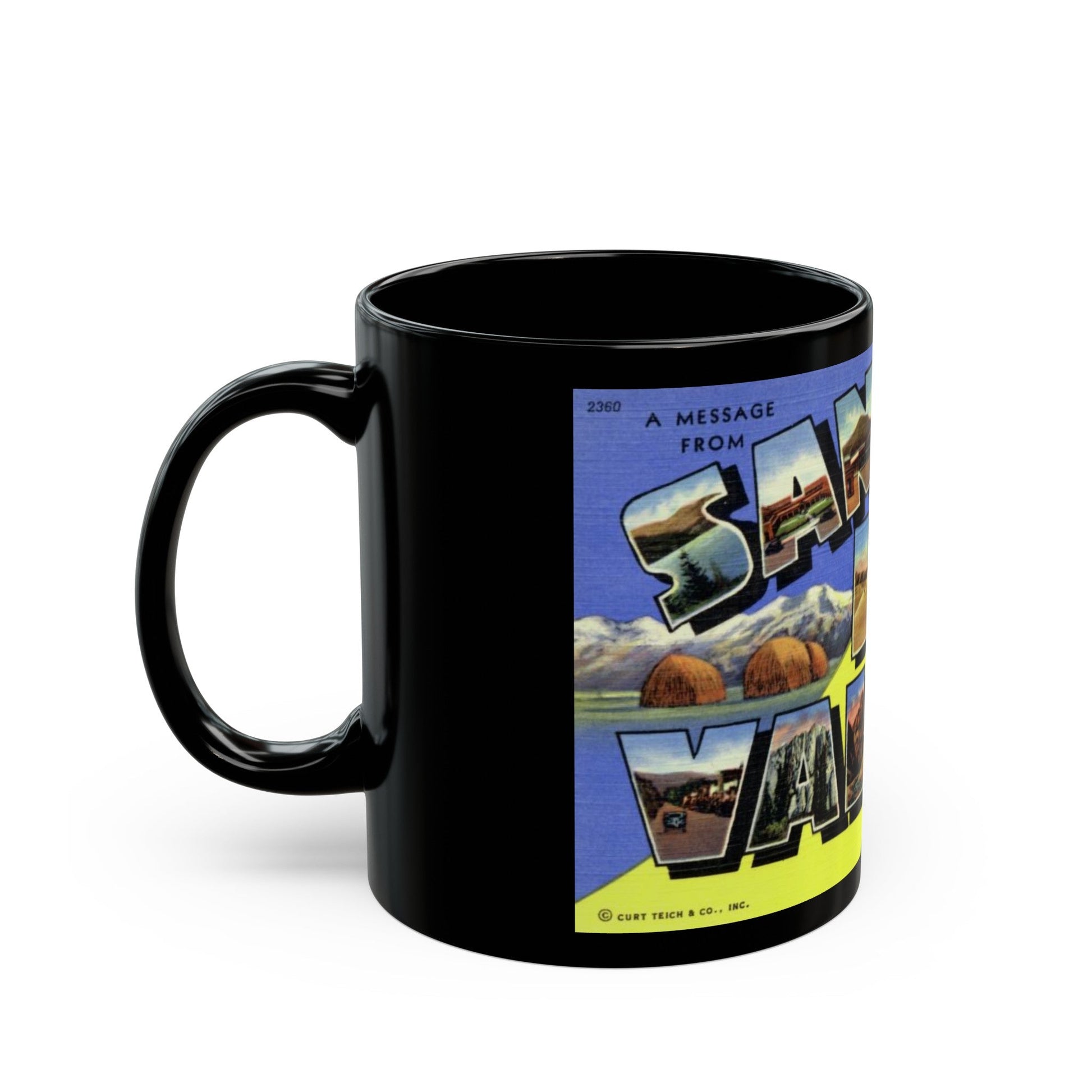 A message from San Luis Valley Colorado (Greeting Postcards) Black Coffee Mug-The Sticker Space