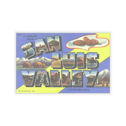 A message from San Luis Valley Colorado (Greeting Postcards) STICKER Vinyl Kiss-Cut Decal 4 Inch Transparent - The Sticker Space