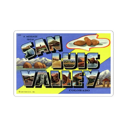 A message from San Luis Valley Colorado (Greeting Postcards) STICKER Vinyl Kiss-Cut Decal 4 Inch White - The Sticker Space