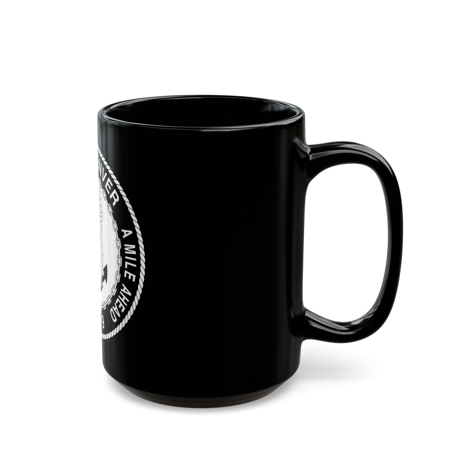 A Mile High USS Denver A Mile Ahead LPD 9 BW (U.S. Navy) Black Coffee Mug-The Sticker Space