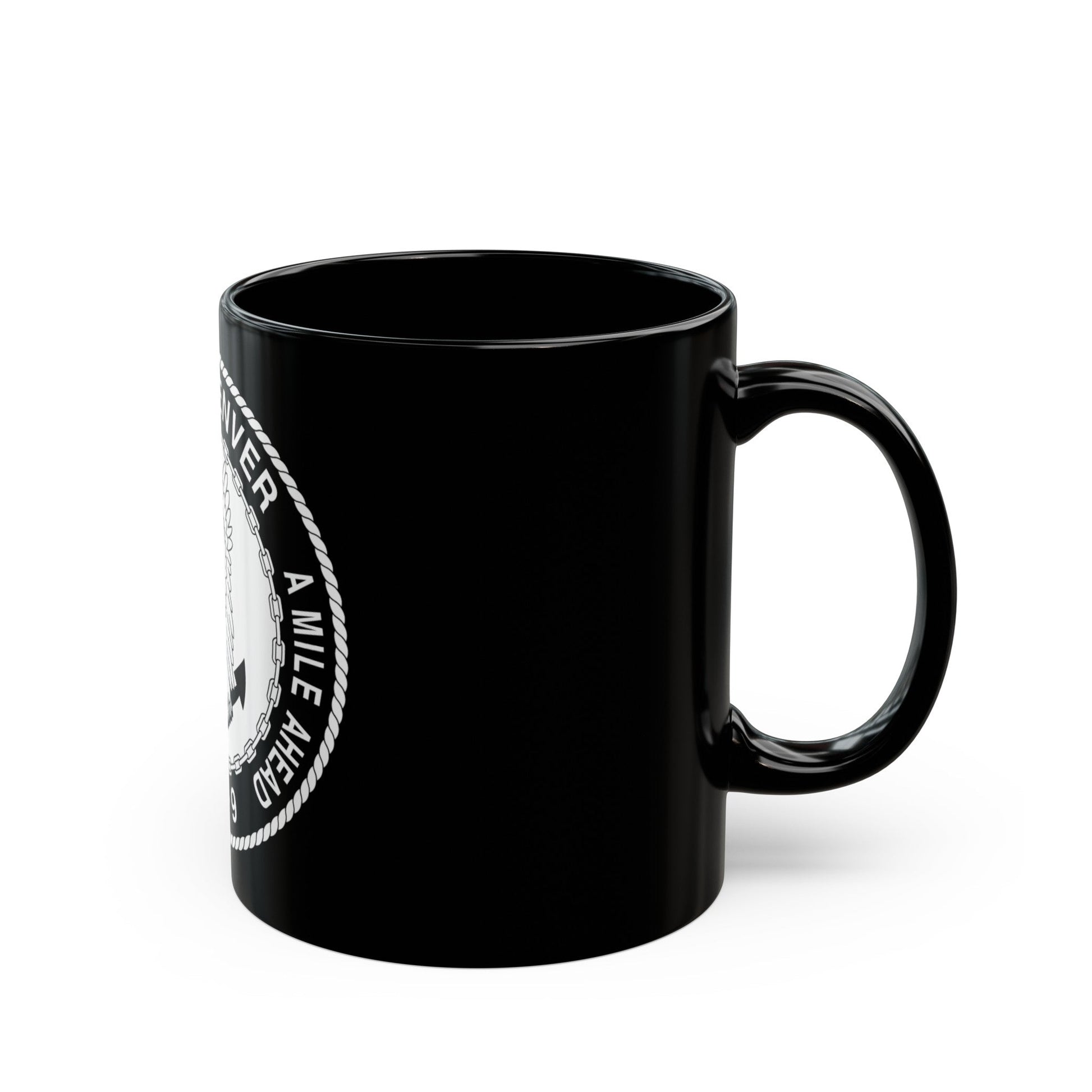 A Mile High USS Denver A Mile Ahead LPD 9 BW (U.S. Navy) Black Coffee Mug-The Sticker Space