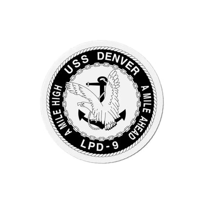 A Mile High USS Denver A Mile Ahead LPD 9 BW (U.S. Navy) Refrigerator Magnet 3 Inch - The Sticker Space