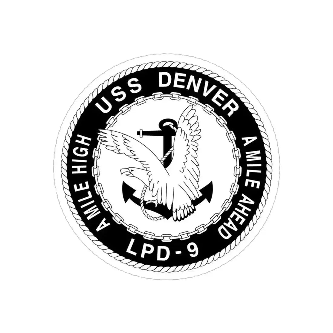 A Mile High USS Denver A Mile Ahead LPD 9 BW (U.S. Navy) Transparent STICKER Die-Cut Vinyl Decal 5 Inch Transparent - The Sticker Space