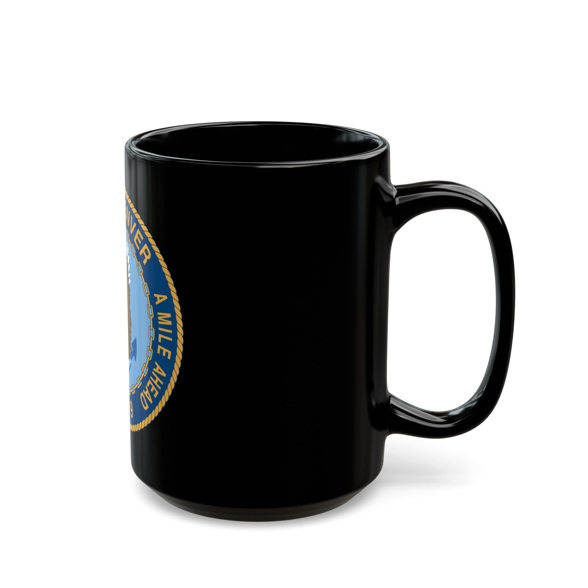 A Mile High USS Denver A Mile Ahead LPD 9 (U.S. Navy) Black Coffee Mug-The Sticker Space