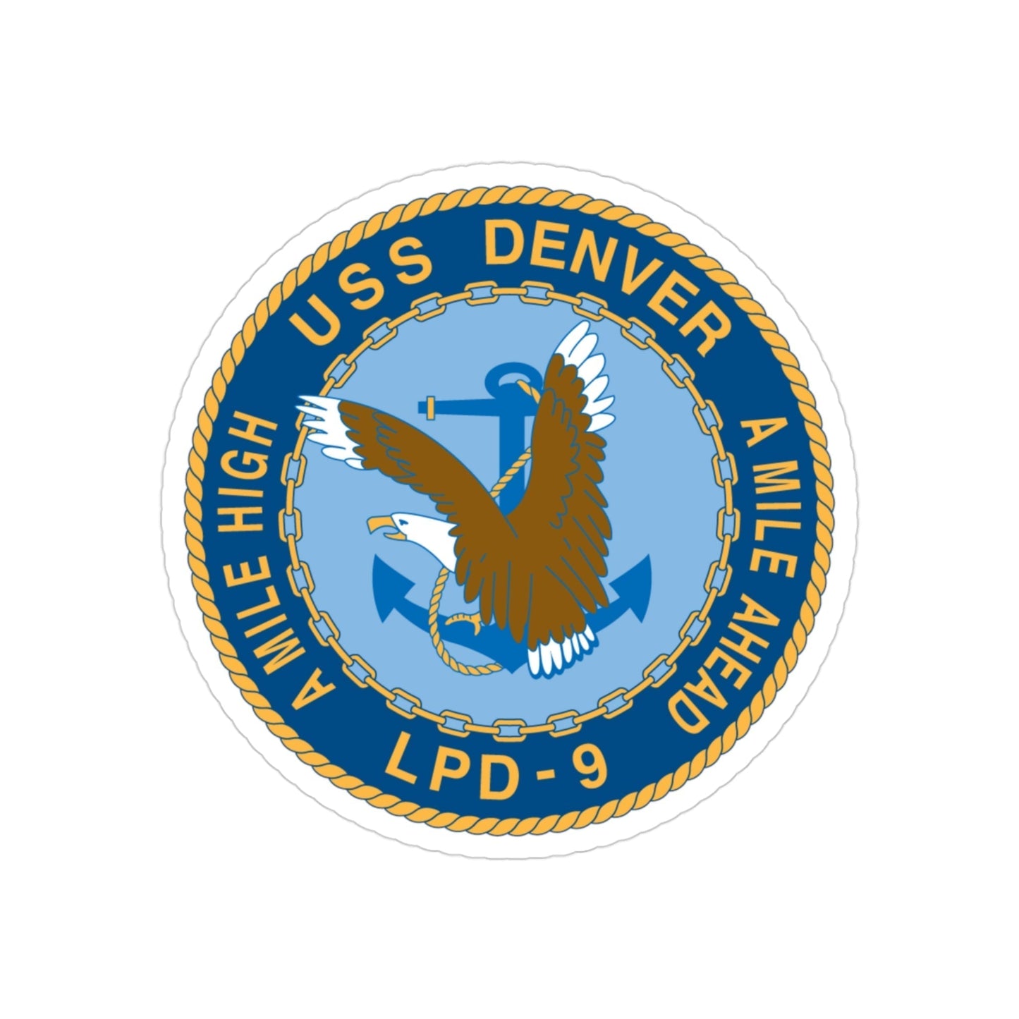 A Mile High USS Denver A Mile Ahead LPD 9 (U.S. Navy) Transparent STICKER Die-Cut Vinyl Decal-3 Inch-The Sticker Space