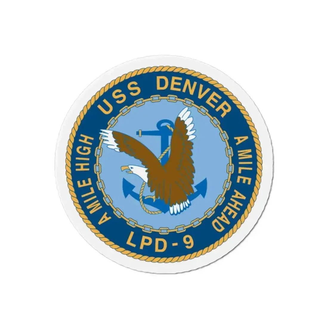 A Mile High USS Denver A Mile Ahead LPD 9 (U.S. Navy) Refrigerator Magnet 2 Inch - The Sticker Space