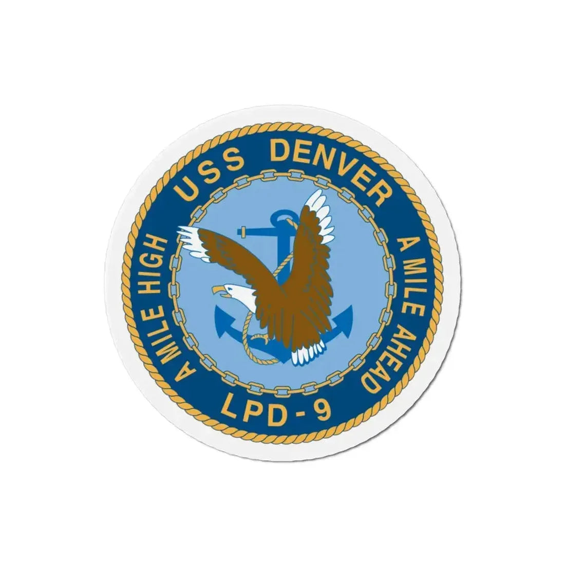 A Mile High USS Denver A Mile Ahead LPD 9 (U.S. Navy) Refrigerator Magnet 3 Inch - The Sticker Space