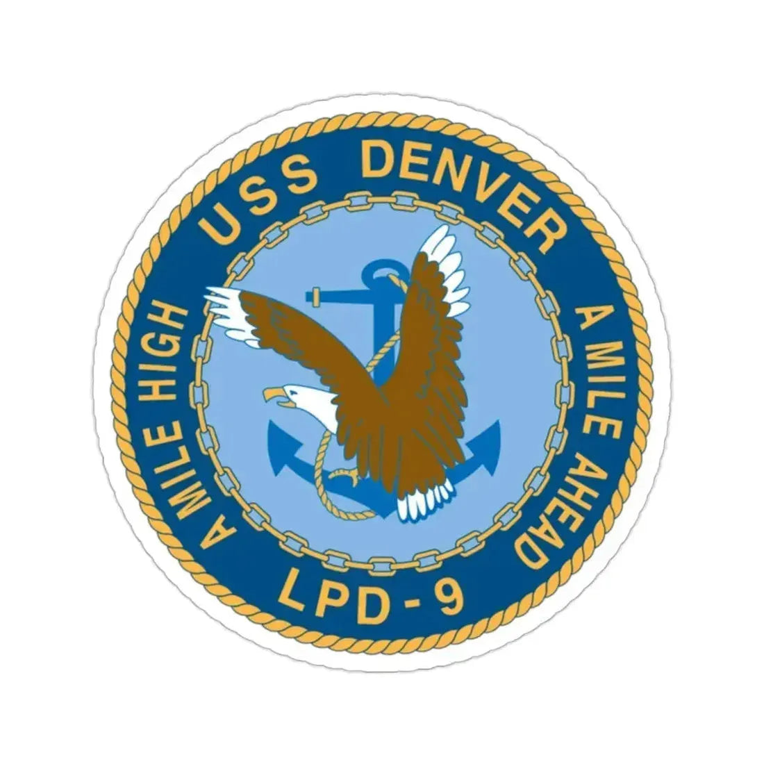 A Mile High USS Denver A Mile Ahead LPD 9 (U.S. Navy) STICKER Vinyl Die-Cut Decal 2 Inch - The Sticker Space