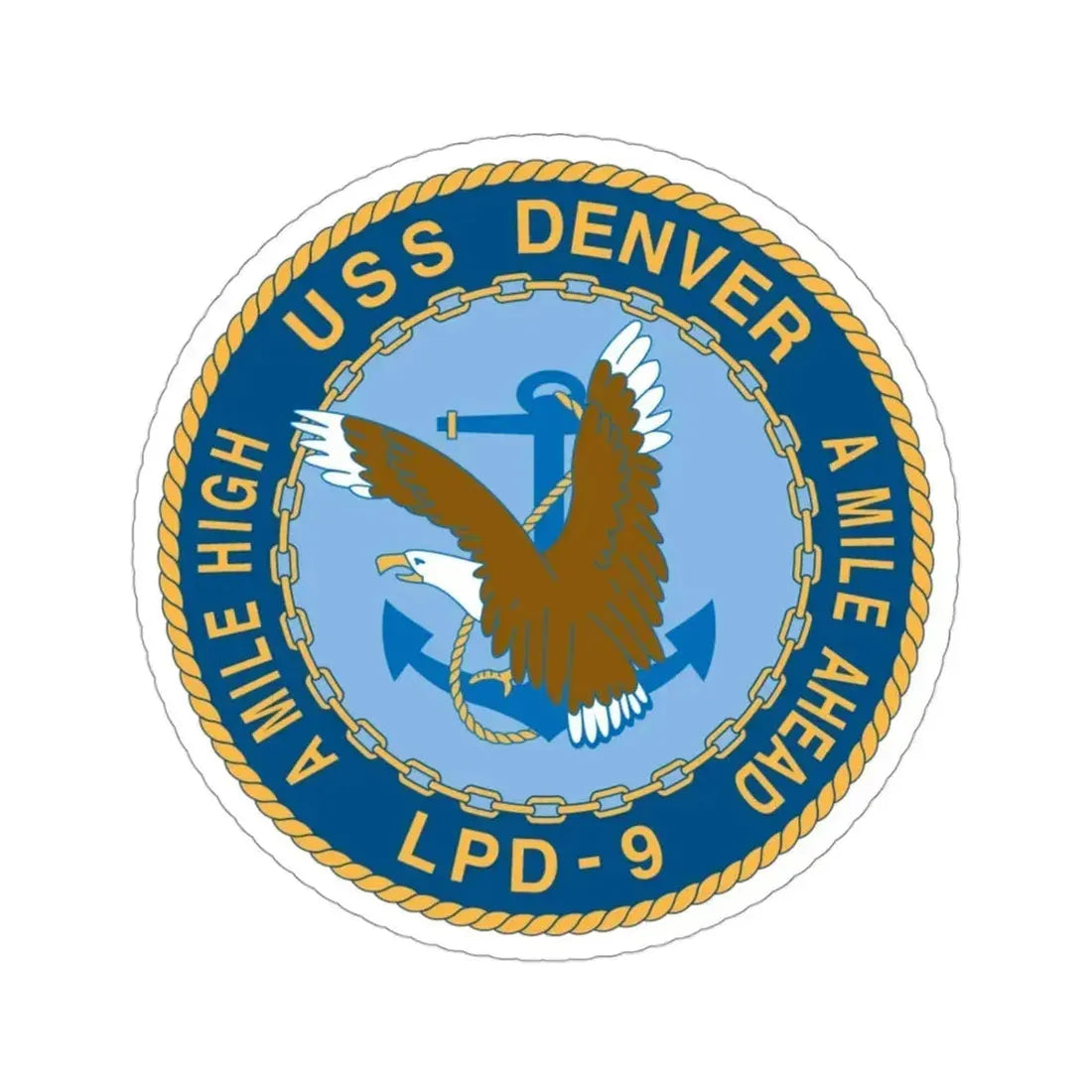 A Mile High USS Denver A Mile Ahead LPD 9 (U.S. Navy) STICKER Vinyl Die-Cut Decal 3 Inch - The Sticker Space