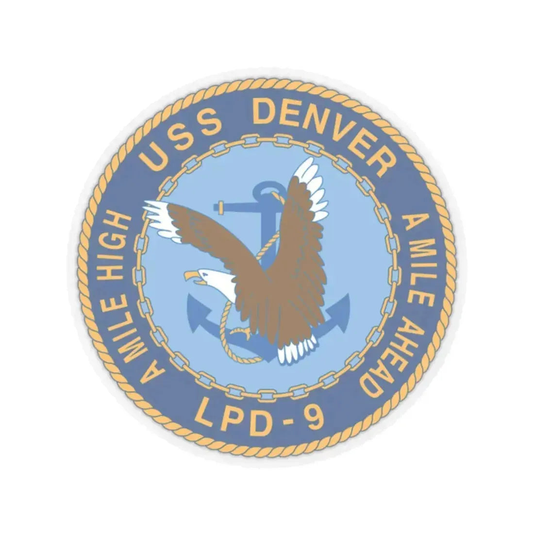 A Mile High USS Denver A Mile Ahead LPD 9 (U.S. Navy) STICKER Vinyl Kiss-Cut Decal 2 Inch Transparent - The Sticker Space