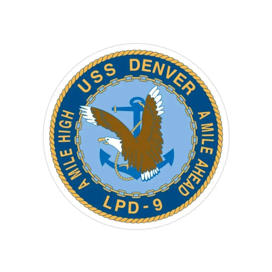 A Mile High USS Denver A Mile Ahead LPD 9 (U.S. Navy) Transparent STICKER Die-Cut Vinyl Decal 2 Inch Transparent - The Sticker Space