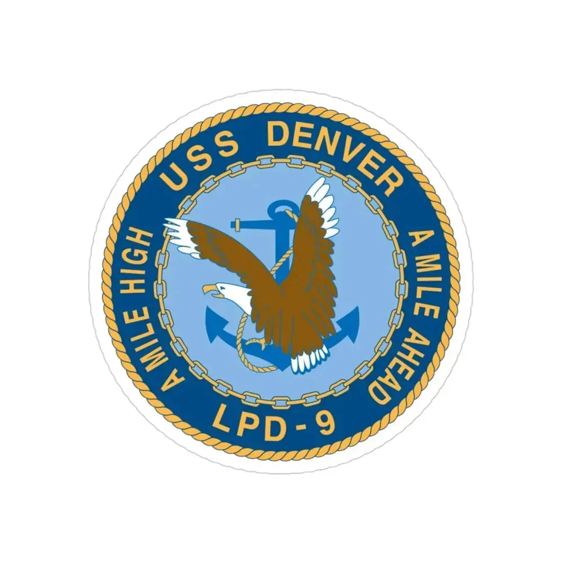 A Mile High USS Denver A Mile Ahead LPD 9 (U.S. Navy) Transparent STICKER Die-Cut Vinyl Decal 3 Inch Transparent - The Sticker Space
