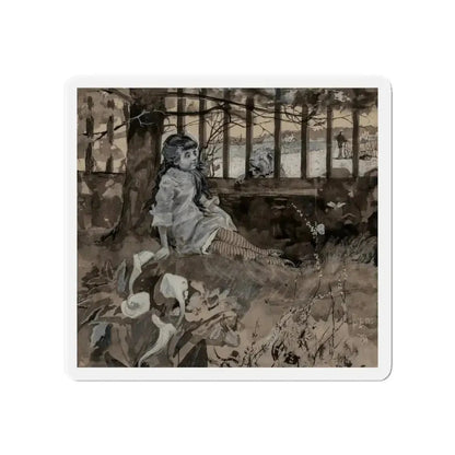 A New Acquaintance, St. Nicholas magazine interior illustration (Magazine Illustration) Refrigerator Magnet 4 Inch - The Sticker Space