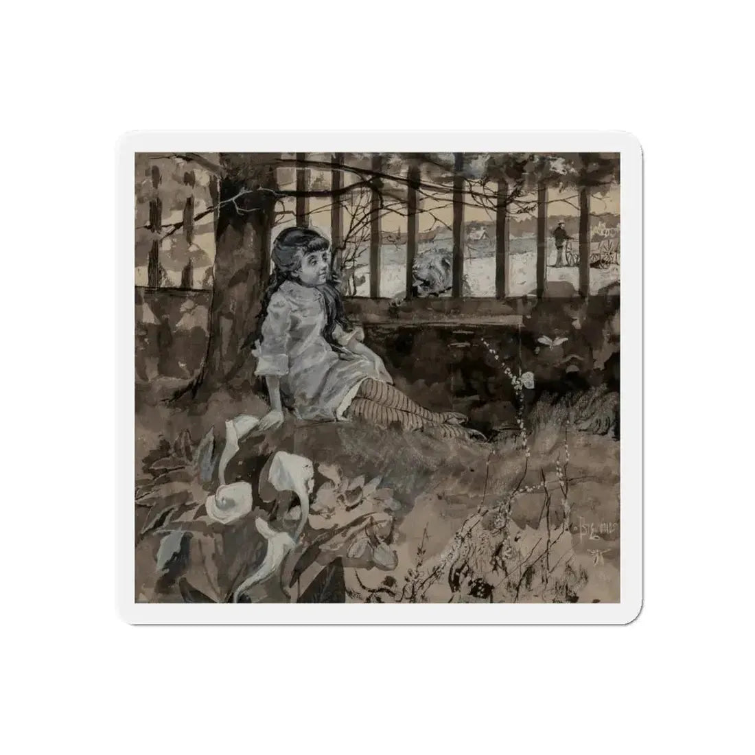 A New Acquaintance, St. Nicholas magazine interior illustration (Magazine Illustration) Refrigerator Magnet - The Sticker Space