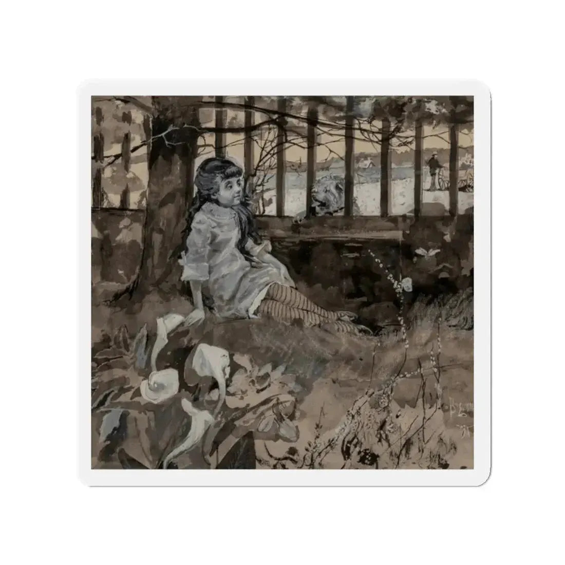 A New Acquaintance, St. Nicholas magazine interior illustration (Magazine Illustration) Refrigerator Magnet - The Sticker Space