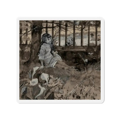 A New Acquaintance, St. Nicholas magazine interior illustration (Magazine Illustration) Refrigerator Magnet - The Sticker Space