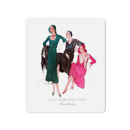 A New Mode From Paris, McCall's Magazine, 1930 (Magazine Illustration) Refrigerator Magnet-2" x 2"-The Sticker Space