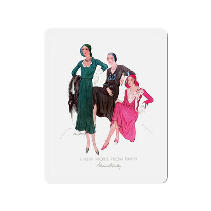 A New Mode From Paris, McCall's Magazine, 1930 (Magazine Illustration) Refrigerator Magnet-3" x 3"-The Sticker Space