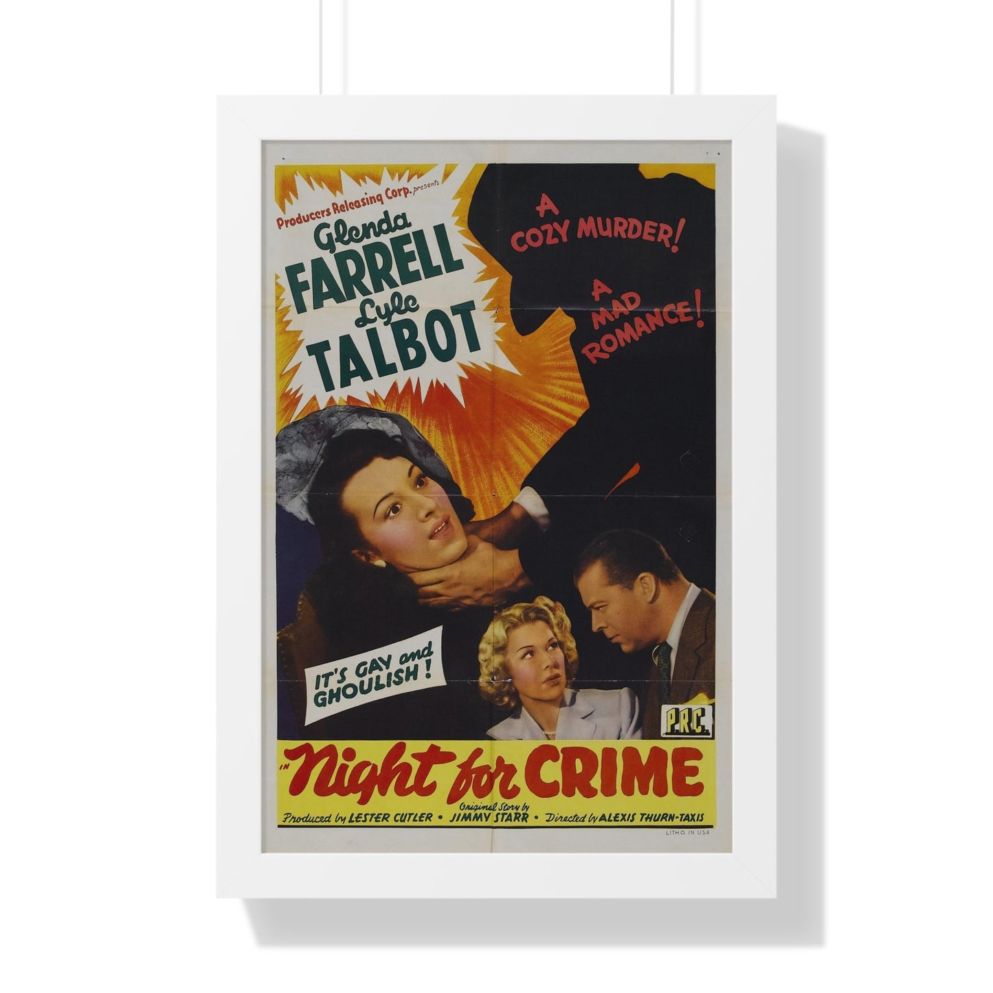 A NIGHT FOR CRIME 1943 - Framed Movie Poster-16″ x 24″-The Sticker Space