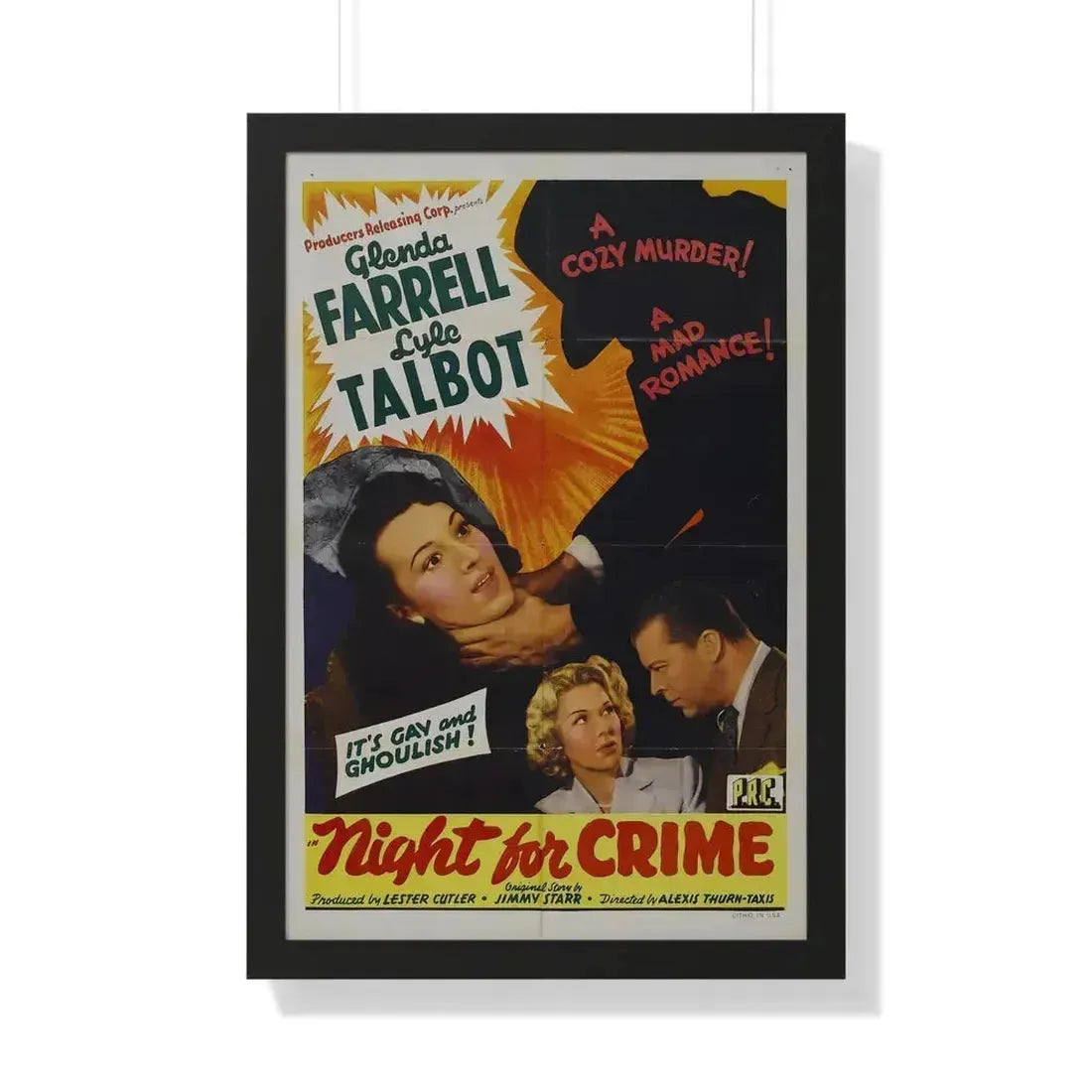 A NIGHT FOR CRIME 1943 - Framed Movie Poster 20" x 30" Black - The Sticker Space