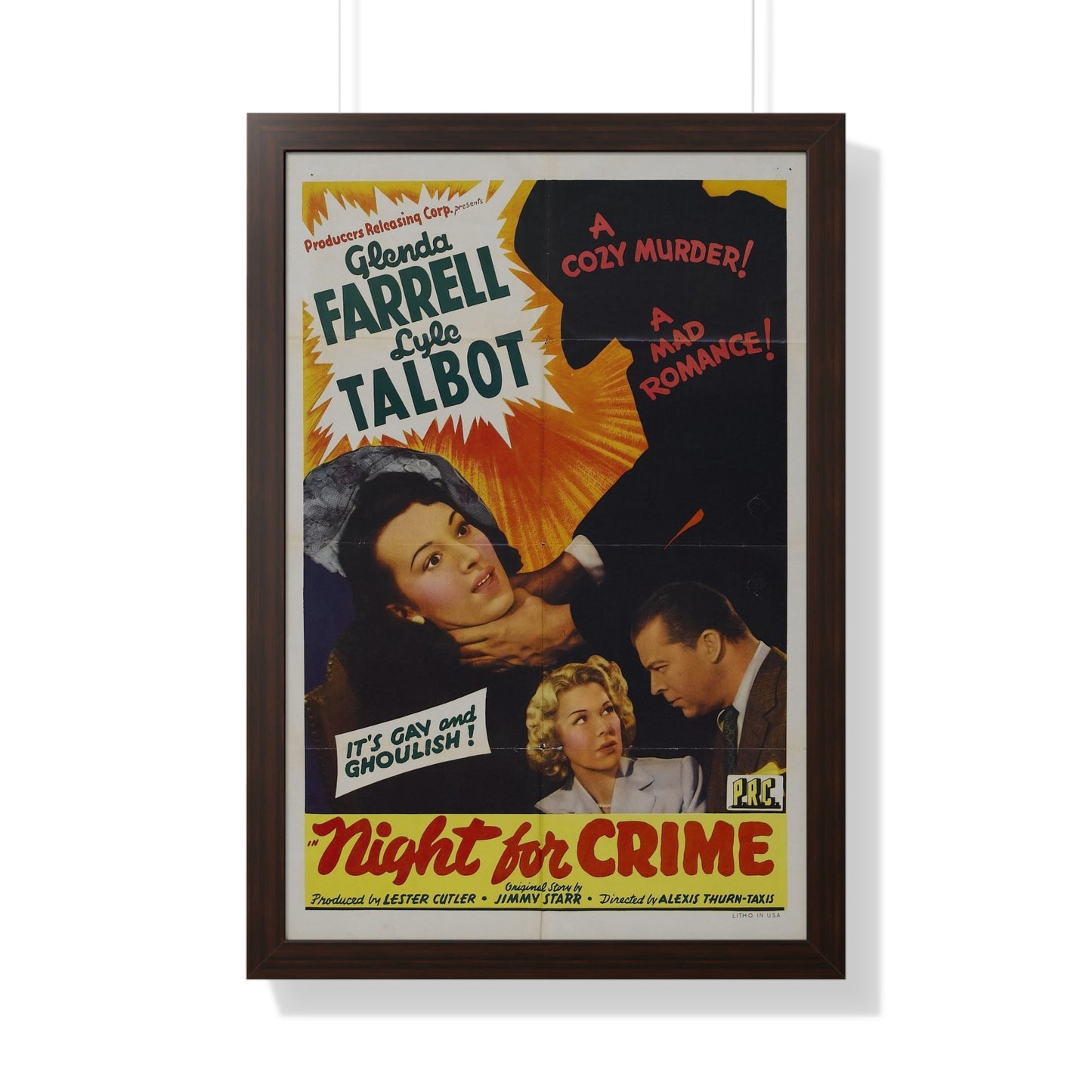 A NIGHT FOR CRIME 1943 - Framed Movie Poster-20" x 30"-The Sticker Space