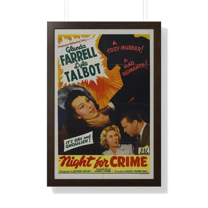A NIGHT FOR CRIME 1943 - Framed Movie Poster 20" x 30" Walnut - The Sticker Space