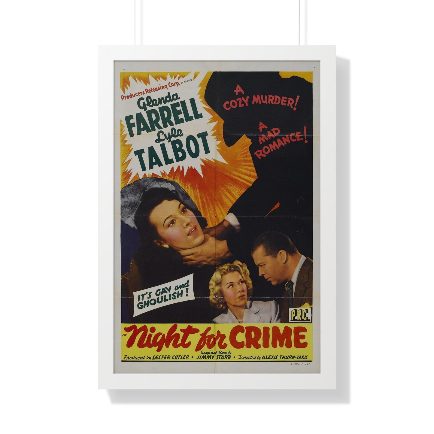 A NIGHT FOR CRIME 1943 - Framed Movie Poster-20" x 30"-The Sticker Space